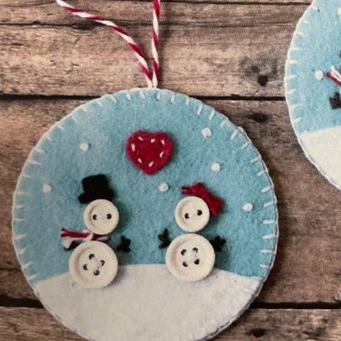 button snowman felt ornament