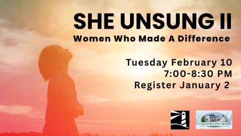 Greece Historical Society presents: She, Unsung II: Women Who Made a Difference